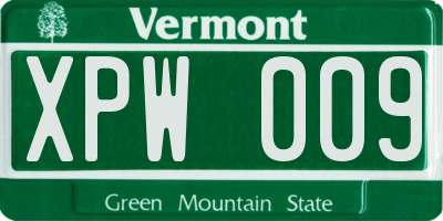 VT license plate XPW009