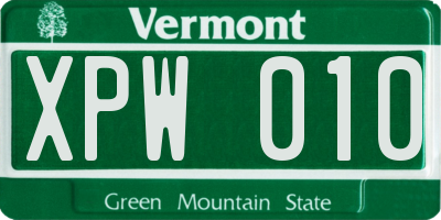 VT license plate XPW010