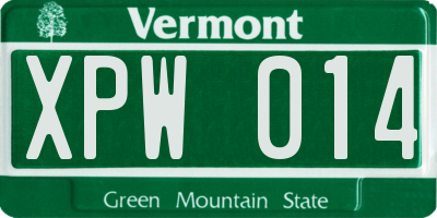 VT license plate XPW014