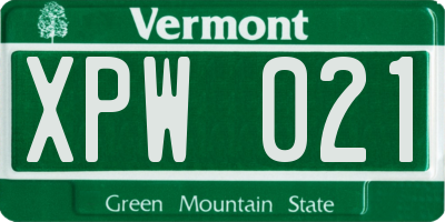 VT license plate XPW021