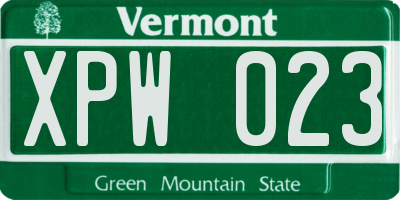 VT license plate XPW023
