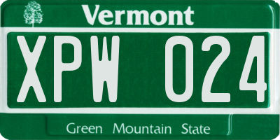 VT license plate XPW024