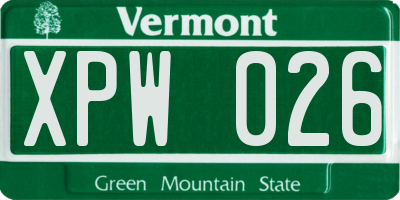 VT license plate XPW026
