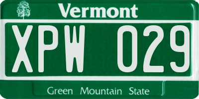 VT license plate XPW029