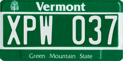 VT license plate XPW037