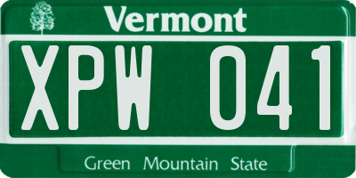 VT license plate XPW041