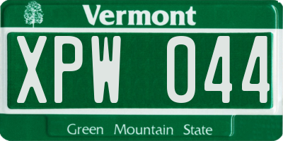 VT license plate XPW044