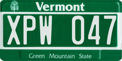 VT license plate XPW047