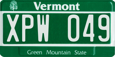 VT license plate XPW049