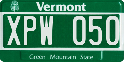VT license plate XPW050