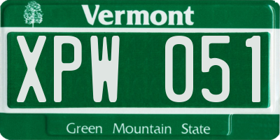 VT license plate XPW051