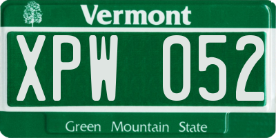 VT license plate XPW052