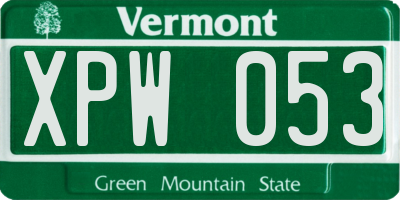 VT license plate XPW053