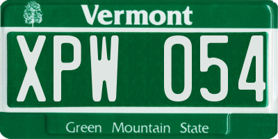 VT license plate XPW054