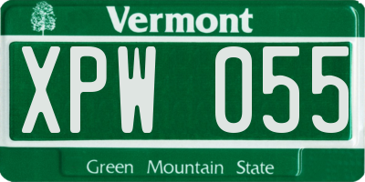 VT license plate XPW055