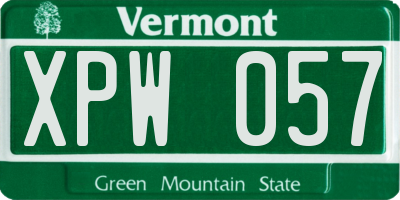 VT license plate XPW057