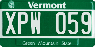 VT license plate XPW059