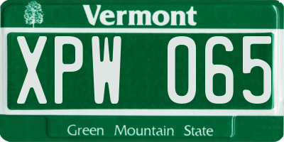 VT license plate XPW065