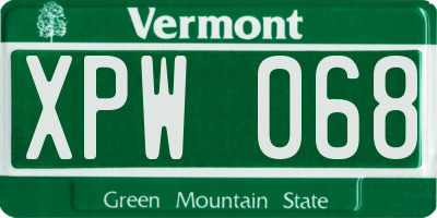 VT license plate XPW068