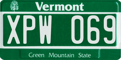 VT license plate XPW069