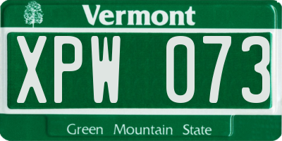 VT license plate XPW073