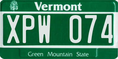 VT license plate XPW074