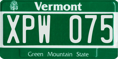 VT license plate XPW075