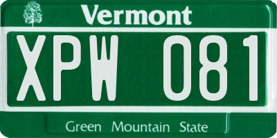 VT license plate XPW081