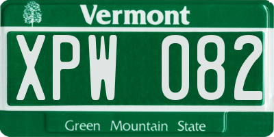 VT license plate XPW082