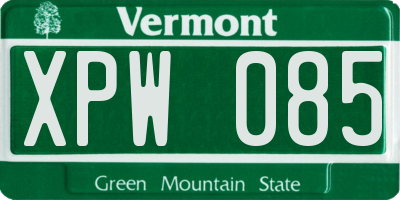 VT license plate XPW085