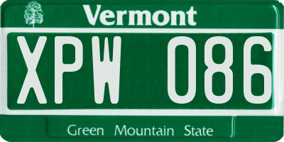 VT license plate XPW086
