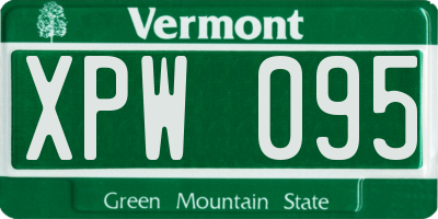 VT license plate XPW095