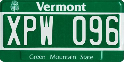 VT license plate XPW096
