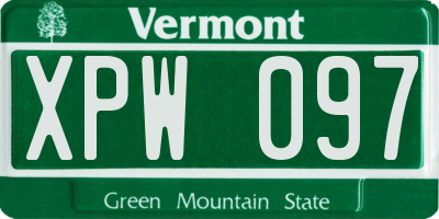 VT license plate XPW097