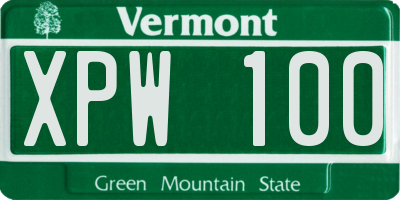 VT license plate XPW100