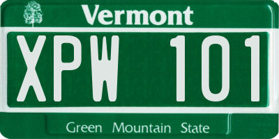VT license plate XPW101