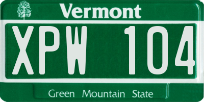 VT license plate XPW104