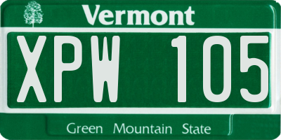 VT license plate XPW105