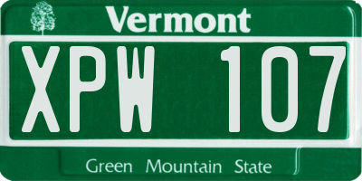 VT license plate XPW107