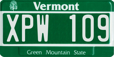 VT license plate XPW109