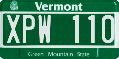 VT license plate XPW110
