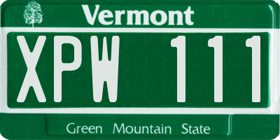 VT license plate XPW111