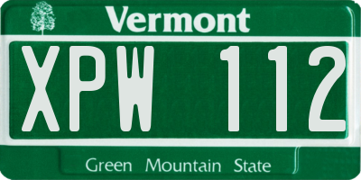 VT license plate XPW112
