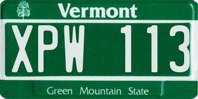 VT license plate XPW113