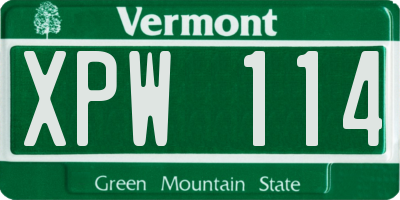 VT license plate XPW114