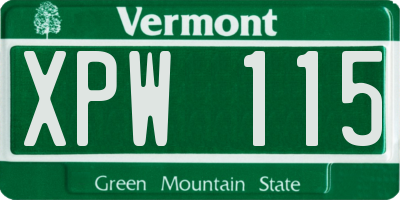 VT license plate XPW115