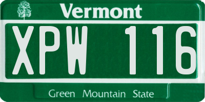 VT license plate XPW116
