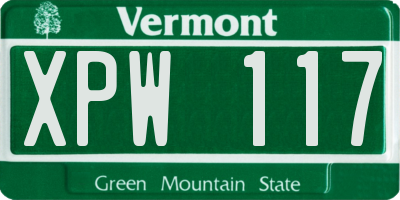 VT license plate XPW117