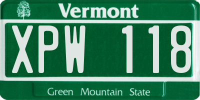 VT license plate XPW118