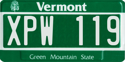 VT license plate XPW119